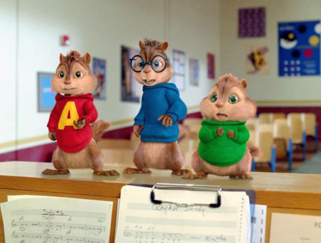 Alvin, Simon and Theodore in Class.
