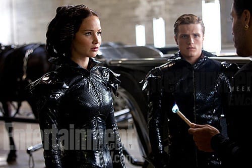 Jennifer Lawrence, Josh Hutcherson and Lenny Kravitz in The Hunger Games