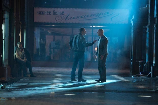 Jai Courtney and Bruce Willis in A Good Day to Die Hard