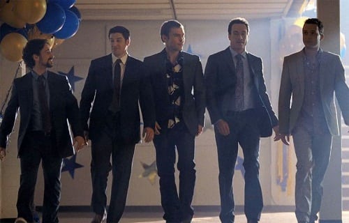 Jason Biggs, Chris Klein and Seann William Scott in American Reunion