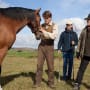 Steven Spielberg and Jeremy Irvine in War Horse