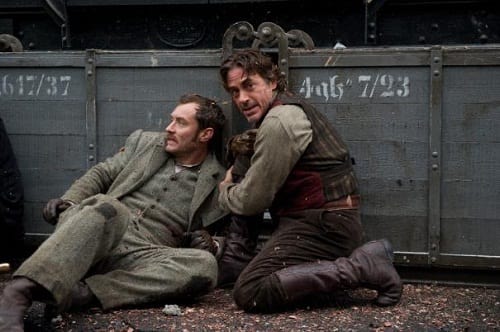 Jude Law and Robert Downey Jr. in A Game of Shadows