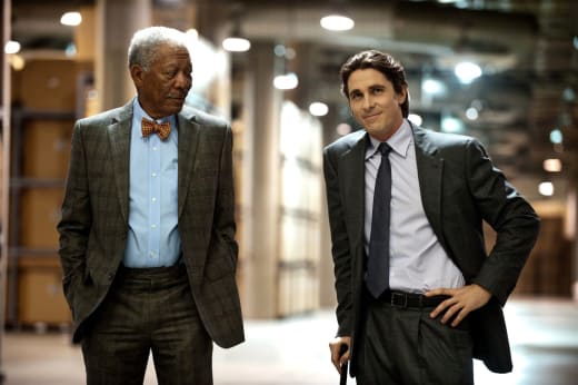 Morgan Freeman and Christian Bale The Dark Knight Rises