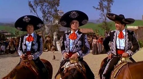 Martin Short, Steve Martin and Chevy Chase in The Three Amigos