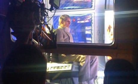 Leonard Nimoy on the Star Trek 2 Set