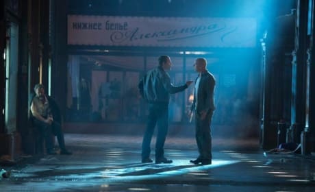 Jai Courtney and Bruce Willis in A Good Day to Die Hard