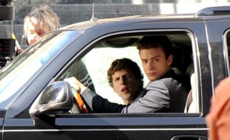Justin Timberlake and Jesse Eisenberg on the Set of The Social Network