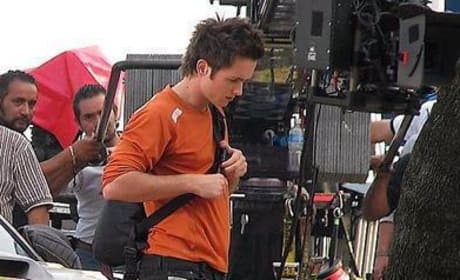 Justin Chatwin on the Set of Dragonball Z