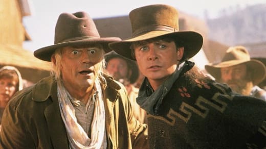 Christopher Lloyd and Michael J. Fox in Back to the Future 3
