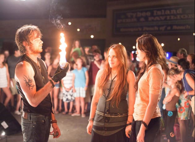 Veronica and Blaze in Front of an Open Flame