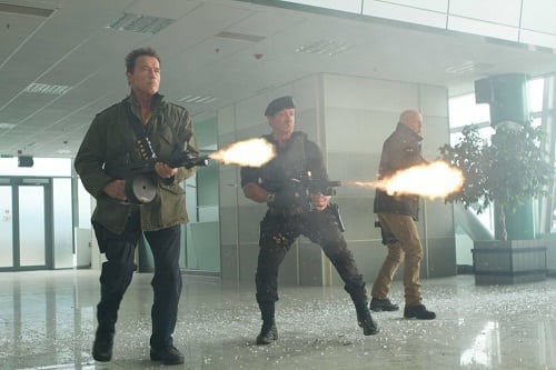 Sylvester Stallone, Arnold Schwarzenegger and Bruce Willis The Expendables 2
