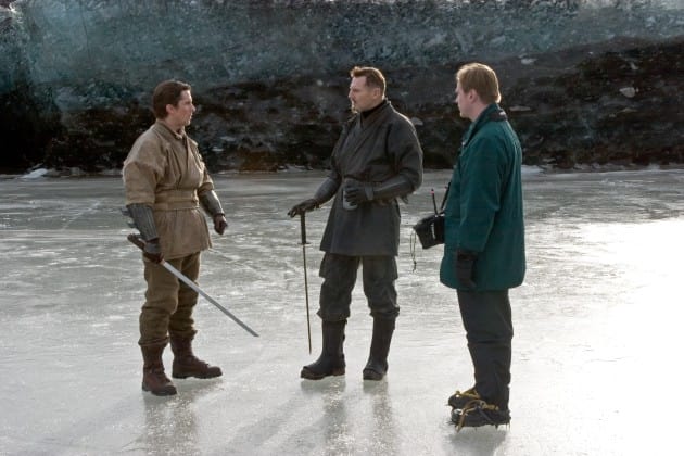 Batman Begins Christian Bale Liam Neeson Set Photo