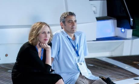Clooney and Farmiga on a Boat