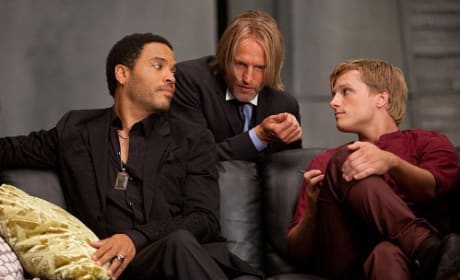 Lenny Kravitz, Woody Harrelson and Josh Hutcherson in The Hunger Games