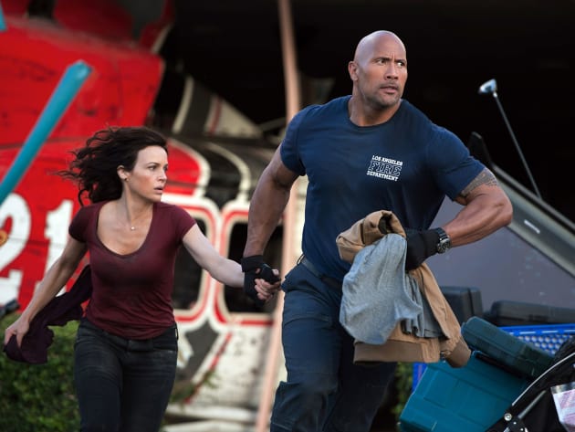 Dwayne Johnson and Carla Gugino Reunited