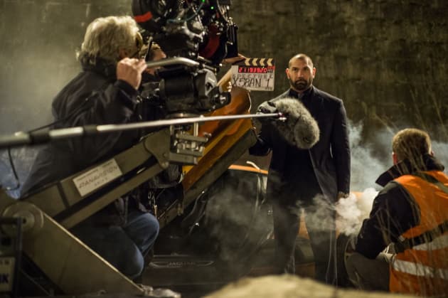Dave Bautista on the Set