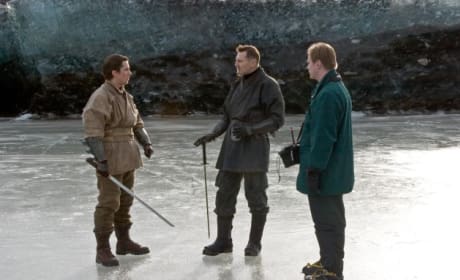 Batman Begins Christian Bale Liam Neeson Set Photo