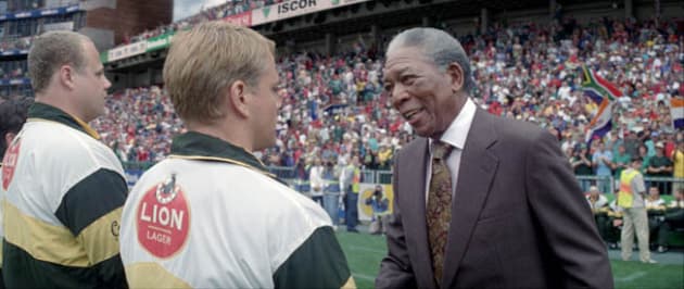 Mandela Shakes Hands at the Stadium