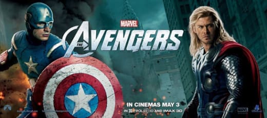 Chris Evans and Chris Hemsworth The Avengers Banner