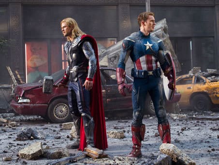 Chris Hemsworth and Chris Evans in The Avengers