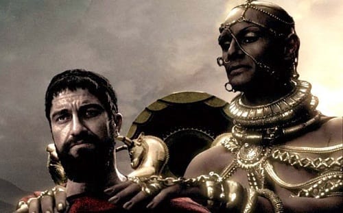Gerard Butler and Rodrigo Santoro in 300