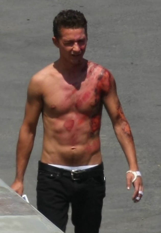 Shirtless, Bloody