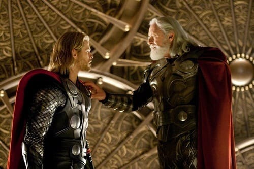 Chris Hemsworth and Anthony Hopkins in Thor