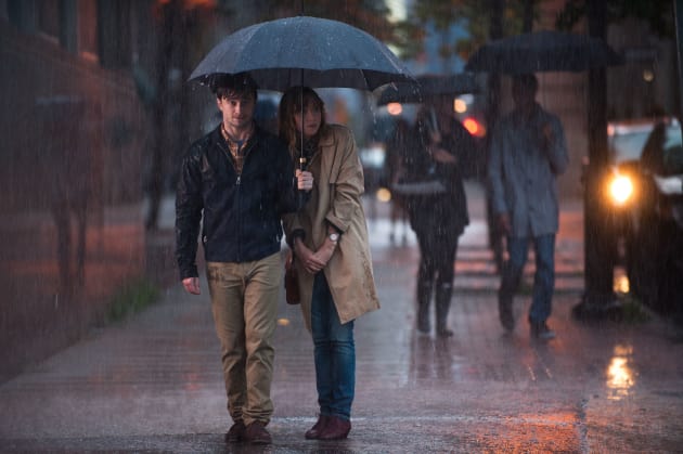 Daniel Radcliffe Walks Zoe Kazan in the Rain