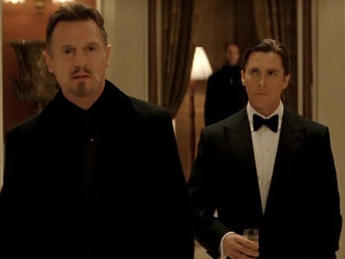 Liam Neeson and Christian Bale in Batman Begins
