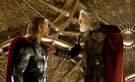 Chris Hemsworth and Anthony Hopkins in Thor