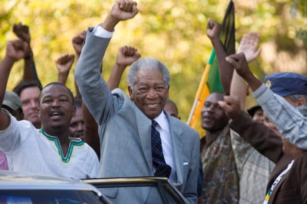Mandela Raises a Fist in Victory