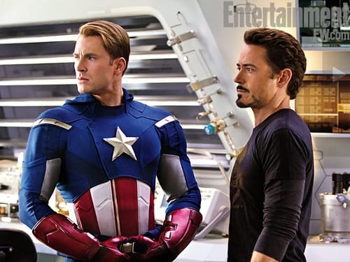 Chris Evans and Robert Downey Jr. in The Avengers