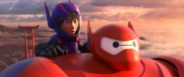 Baymax and Hiro Take to the Sky