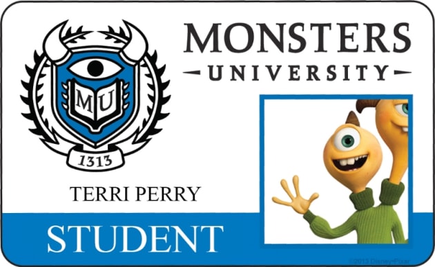 Terri Perry Monsters University Student ID