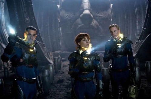 Michael Fassbender, Logan Marshall-Green and Noomi Rapace in Prometheus